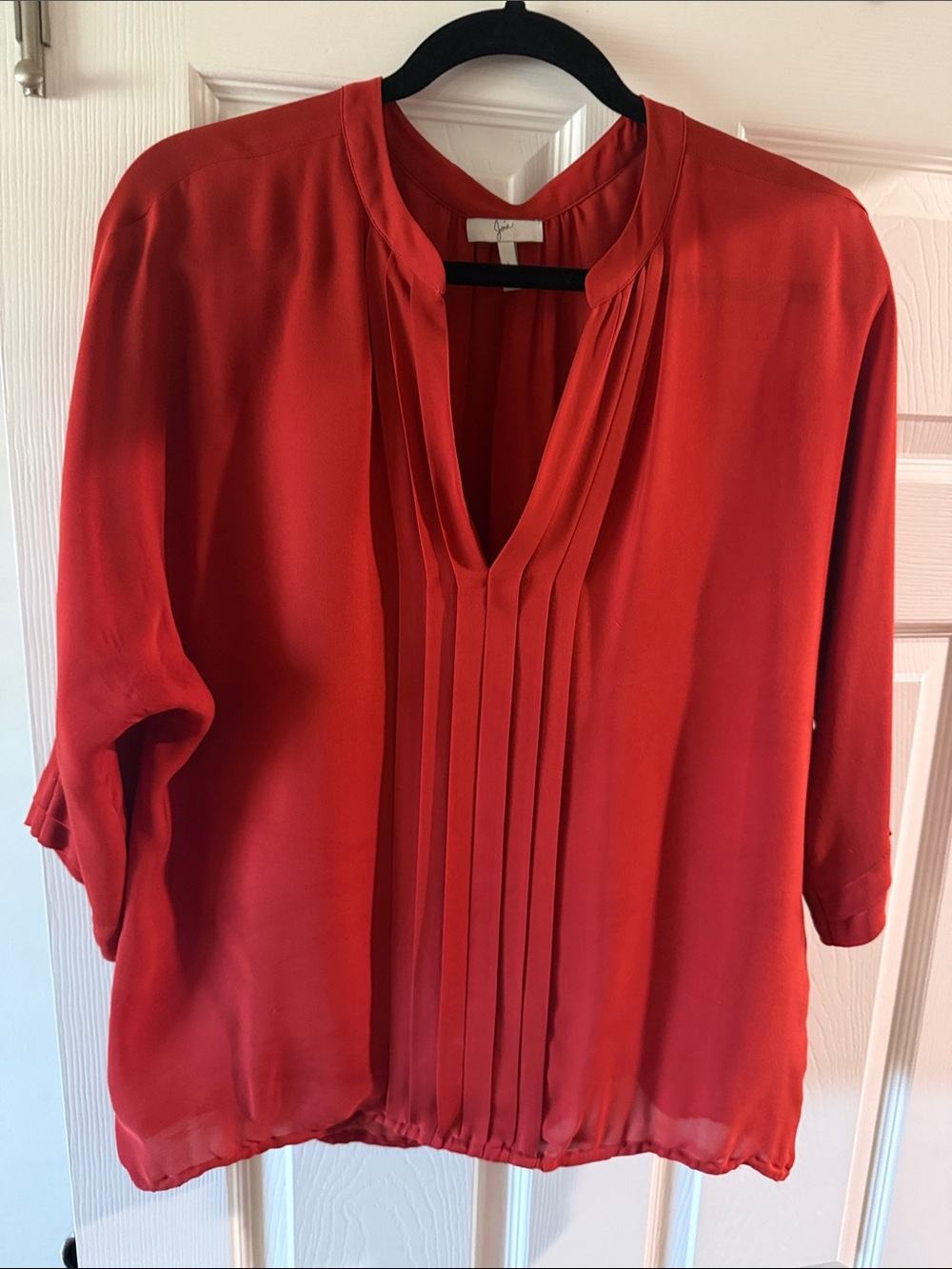 Women's Joie Burnt Orange Pleated V-Neck Blouse